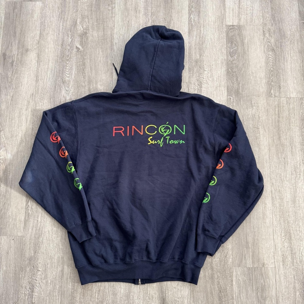 Coastal Classics Rincon Hoodie Mens Large Full Zip Graphic Surf Town Sweatshirt